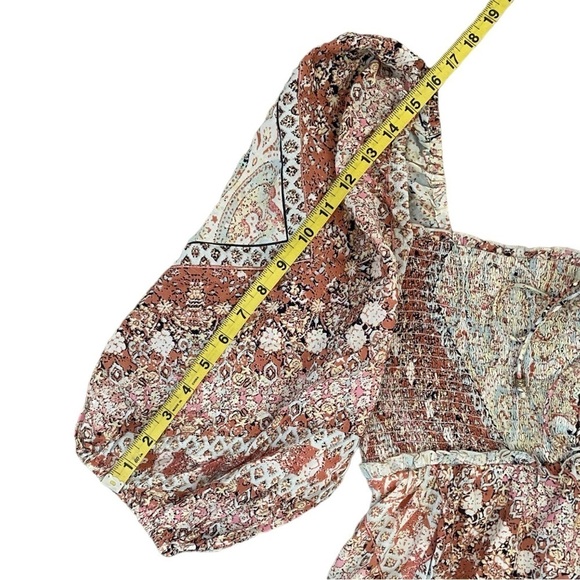 Free People Love Sick Mini Boho Dress Balloon Sleeve Size S Pink Pattern Floral - Picture 6 of 9